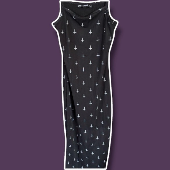 Disturbia Dresses & Skirts - Disturbia Gothic Black Dress with White Crosses